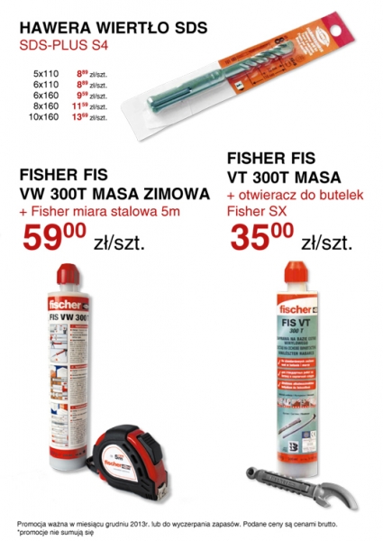 Kotwy chemiczne fischer wiertła Hawera super ceny promocja 