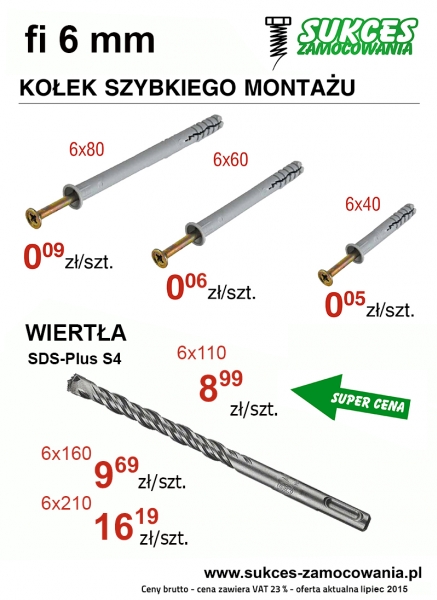 szybki montaż kołki 6 mm promocja